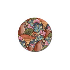 Multicolored Flower Decor Flowers Patterns Leaves Colorful Golf Ball Marker (4 Pack) by B30l