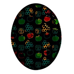 Apples Honey Honeycombs Pattern Oval Glass Fridge Magnet (4 Pack) by Cowasu