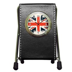 Union Jack England Uk United Kingdom London Pen Holder Desk Clock by Bangk1t