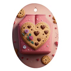 Cookies Valentine Heart Holiday Gift Love Ornament (oval) by Ndabl3x