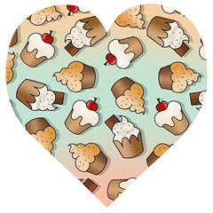 Cupcakes Cake Pie Pattern Wooden Puzzle Heart by Ndabl3x