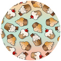 Cupcakes Cake Pie Pattern Wooden Puzzle Round by Ndabl3x
