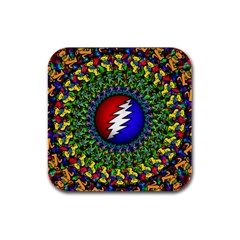 Grateful Dead Pattern Rubber Square Coaster (4 Pack) by Wav3s