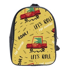 Childish-seamless-pattern-with-dino-driver School Bag (large) by Vaneshart