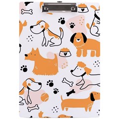 Seamless Pattern Of Cute Dog Puppy Cartoon Funny And Happy A4 Acrylic Clipboard by Wav3s