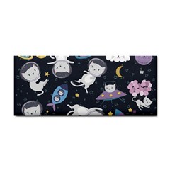 Space Cat Illustration Pattern Astronaut Hand Towel by Wav3s