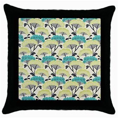 Flora Nature Color Japanese Patterns Throw Pillow Case (black) by Cowasu