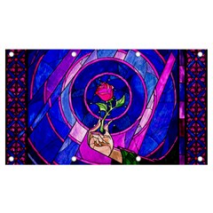 Stained Glass Rose Banner And Sign 7  X 4  by Cowasu