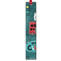 Seamless Pattern With Vehicles Building Road Large Book Marks by Cowasu