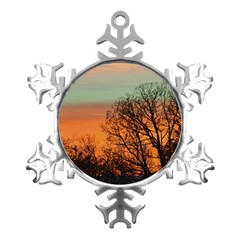 Twilight Sunset Sky Evening Clouds Metal Small Snowflake Ornament by Amaryn4rt