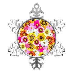 Flowers Blossom Bloom Nature Plant Metal Small Snowflake Ornament by Amaryn4rt