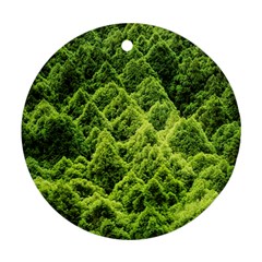 Green Pine Forest Ornament (round) by Ravend