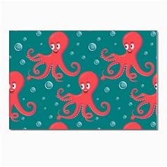 Cute-smiling-red-octopus-swimming-underwater Postcard 4 x 6  (pkg Of 10) by uniart180623