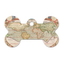 Old World Map Of Continents The Earth Vintage Retro Dog Tag Bone (one Side) by uniart180623
