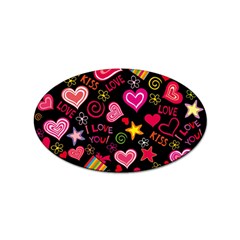 Multicolored Love Hearts Kiss Romantic Pattern Sticker Oval (100 Pack) by uniart180623