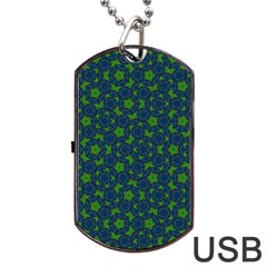 Green Patterns Lines Circles Texture Colorful Dog Tag Usb Flash (one Side) by uniart180623
