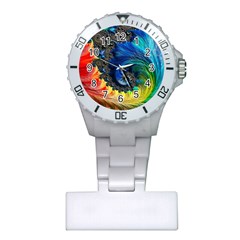 Colorful Digital Art Fractal Design Plastic Nurses Watch by uniart180623