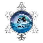 Orca Wave Water Underwater Sky Metal Small Snowflake Ornament Front