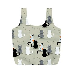 Cute Cat Seamless Pattern Full Print Recycle Bag (m) by Simbadda