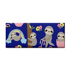 Hand-drawn-cute-sloth-pattern-background Hand Towel by Simbadda