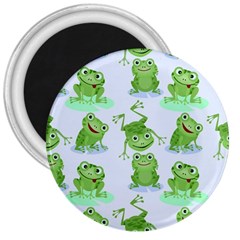 Cute-green-frogs-seamless-pattern 3  Magnets by Simbadda