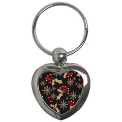 Christmas-pattern-with-snowflakes-berries Key Chain (heart) by Simbadda