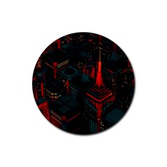 A Dark City Vector Rubber Round Coaster (4 Pack) by Proyonanggan