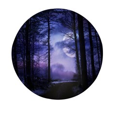 Moonlit A Forest At Night With A Full Moon Mini Round Pill Box by Proyonanggan
