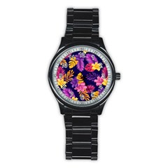 Tropical Pattern Stainless Steel Round Watch by Bangk1t