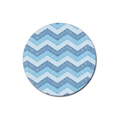 Seamless Pattern Of Cute Summer Blue Line Zigzag Rubber Coaster (round) by Grandong