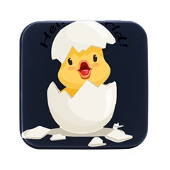 Cute Chick Square Metal Box (black) by RuuGallery10