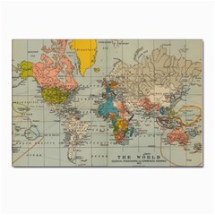 Vintage World Map Postcard 4 x 6  (pkg Of 10) by Cowasu