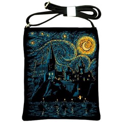 Castle Starry Night Van Gogh Parody Shoulder Sling Bag by Sarkoni