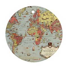 Vintage Old Antique World Map Ornament (round) by Bedest