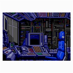 Blue Computer Monitor With Chair Game Digital Art Large Glasses Cloth by Bedest