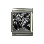 Black And Gray Circuit Board Computer Microchip Digital Art Italian Charm (13mm) Front