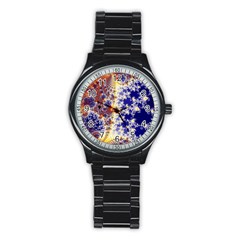 Psychedelic Colorful Abstract Trippy Fractal Mandelbrot Set Stainless Steel Round Watch by Bedest