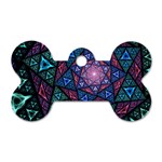 Purple Psychedelic Art Pattern Mosaic Design Fractal Art Dog Tag Bone (One Side) Front