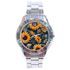 Flower Pattern Spring Stainless Steel Analogue Watch by Bedest