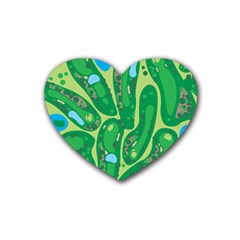 Golf Course Par Golf Course Green Rubber Coaster (heart) by Sarkoni