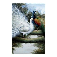Canvas Oil Painting Two Peacock Shower Curtain 48  X 72  (small)  by Grandong
