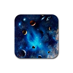 3d Universe Space Star Planet Rubber Coaster (square) by Grandong