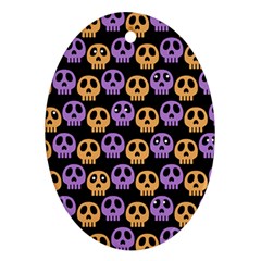 Halloween Skull Pattern Ornament (oval) by Ndabl3x