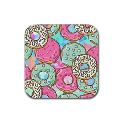 Donut Pattern Texture Colorful Sweet Rubber Coaster (square) by Grandong