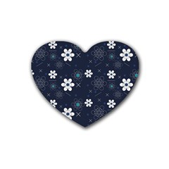 Flower Pattern Texture Rubber Heart Coaster (4 Pack) by Grandong