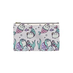 Cartoon Cat Cute Animal Kawaii Pastel Pattern Cosmetic Bag (small) by Ndabl3x