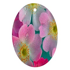 Pink Neon Flowers, Flower Ornament (oval) by nateshop