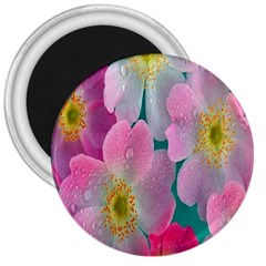 Pink Neon Flowers, Flower 3  Magnets by nateshop
