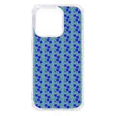 Skyblue Floral Iphone 14 Pro Tpu Uv Print Case by Sparkle
