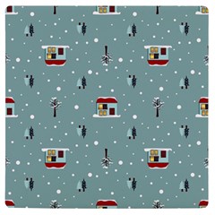 Seamless Pattern With Festive Christmas Houses Trees In Snow And Snowflakes Uv Print Square Tile Coaster  by Grandong